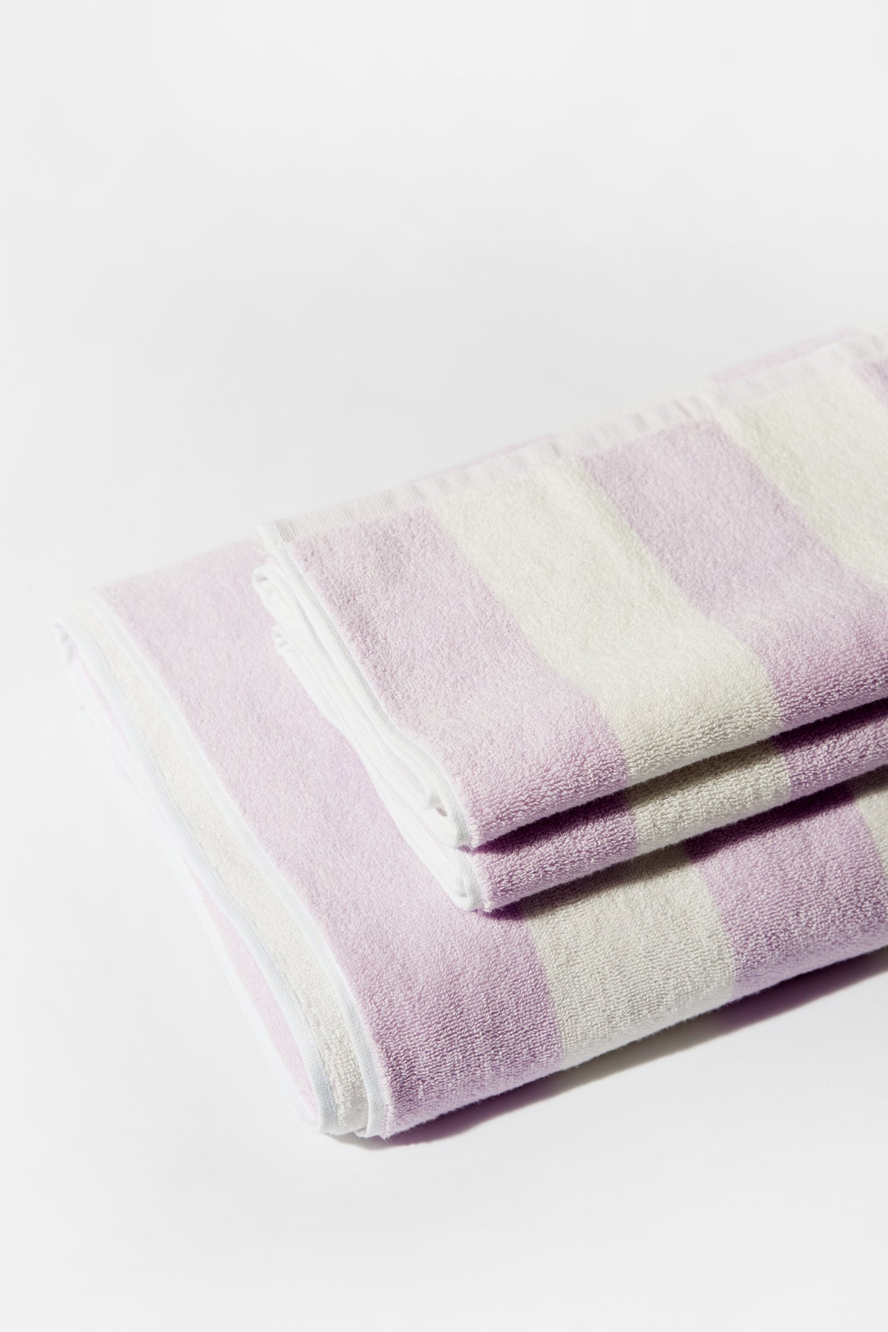Towel Set Wide Stripe Lilac