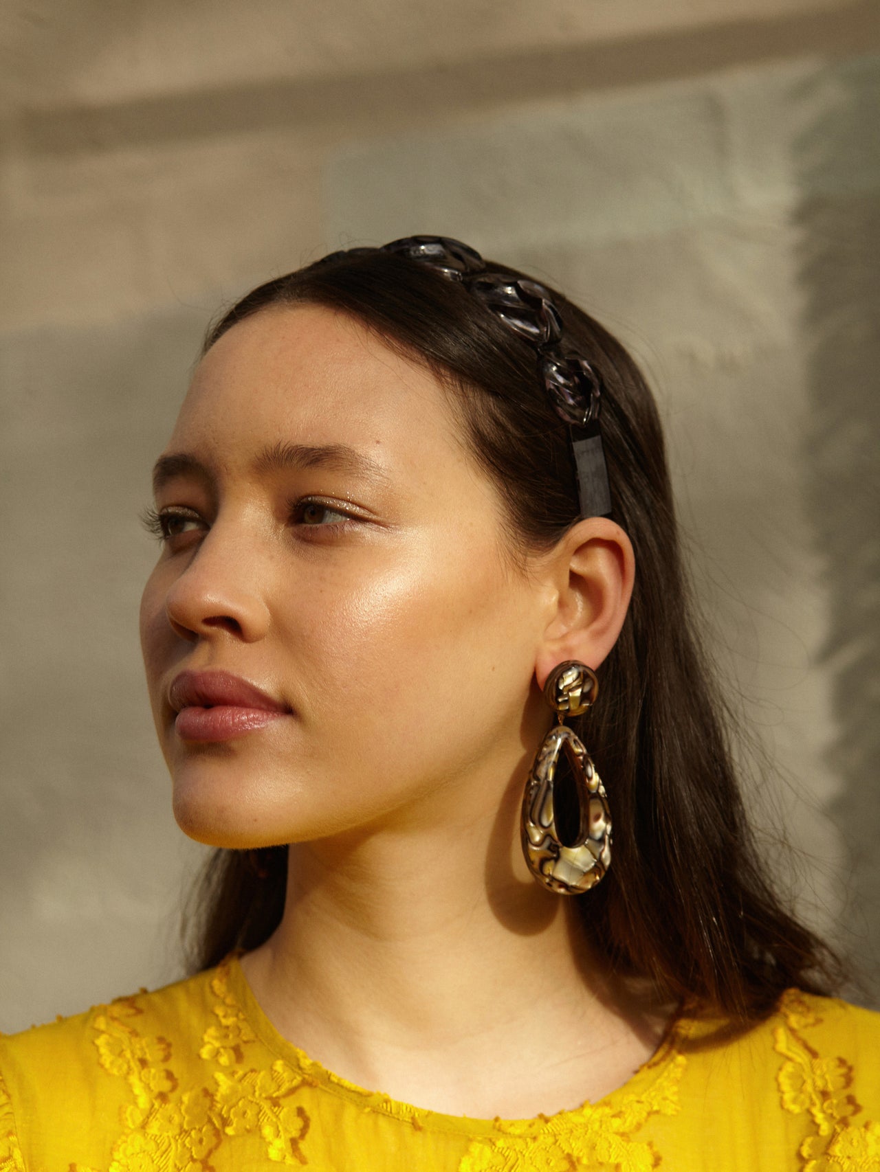 Clara Earrings Beige Marble