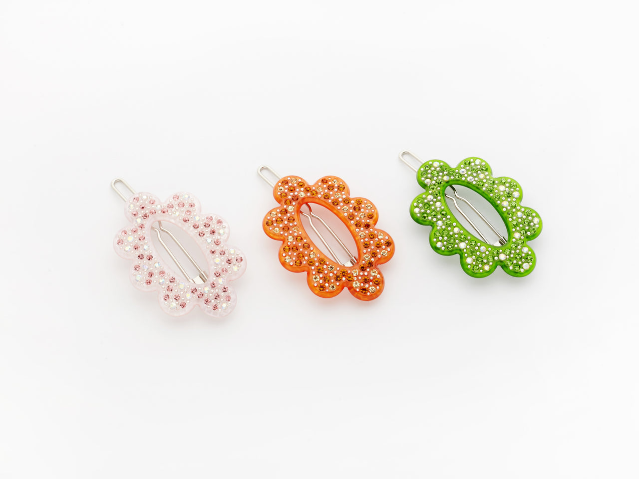 Delilah Clips Orange, Green and Pink